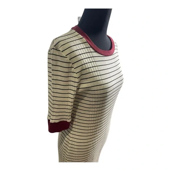 Joie Tralena Striped Rib Knit Body Con Crew Neck Dress Size Medium - Picture 3 of 7